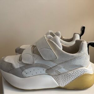 White and Gray Velcro Sneakers size 8